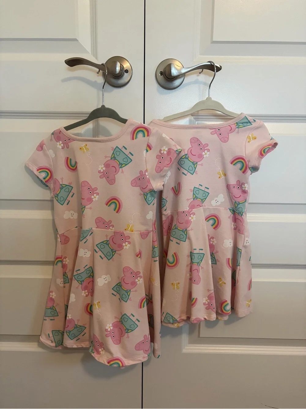 Peppa Pig Pink Rainbow Print Matching Dresses